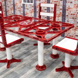 Traction Rectangle Table and Chairs - Red and White