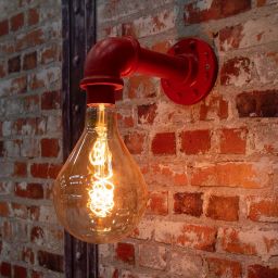 Pipe Wall Light On - Red