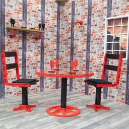 Traction Round Table and Chairs - Red and Black